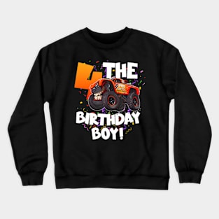 Kids 4 Year Old 4Th Birthday Boy Monster Truck Car Crewneck Sweatshirt